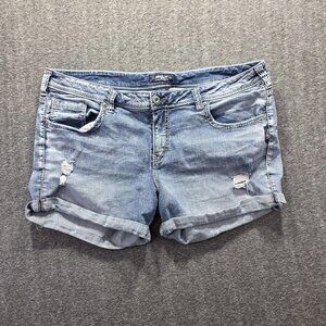 Silver Jeans Co Shorts Womens 20 Blue Sam Distressed Denim Cuffed Rolled Hem